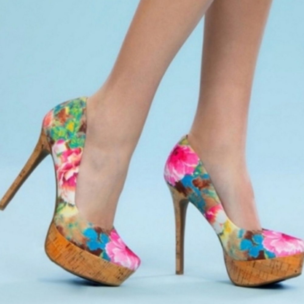 Jessica Simpson floral platform heels